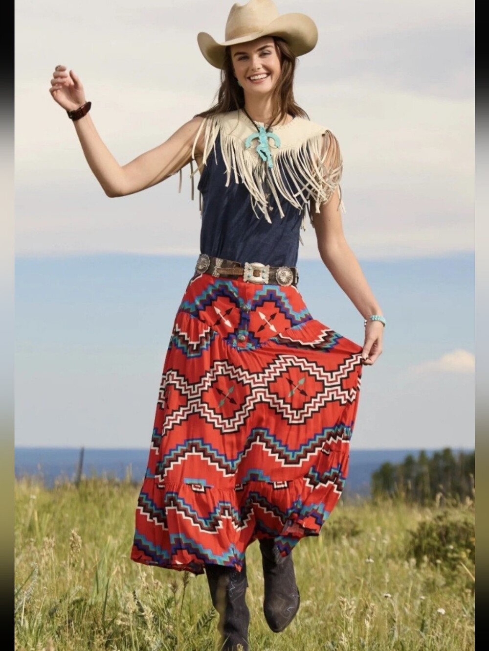 Double D Ranch Fireweaver Southwestern Maxi Skirt NWT XL MSRP $272